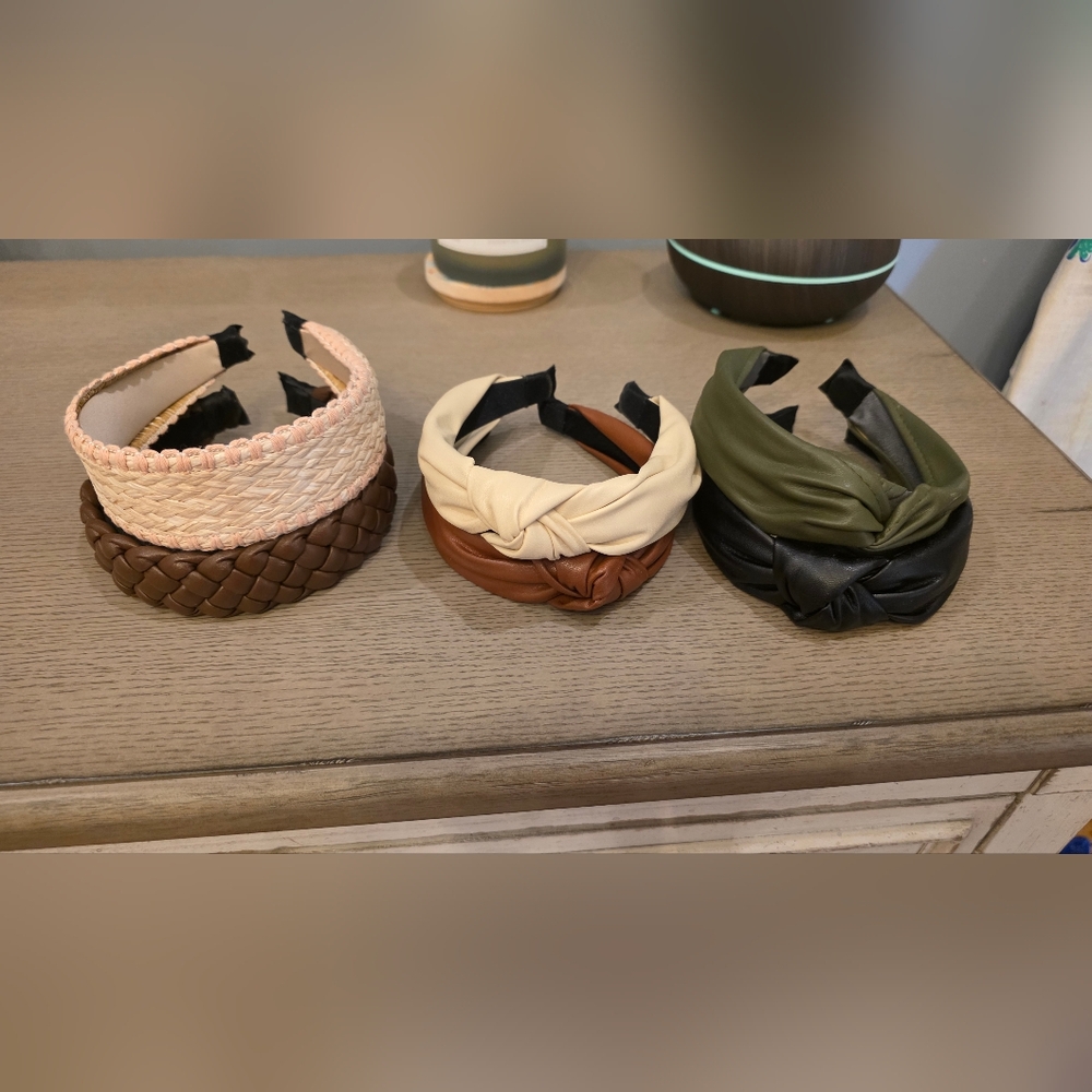 Stylish Women's Headband Set - Cream, Brown, and Green